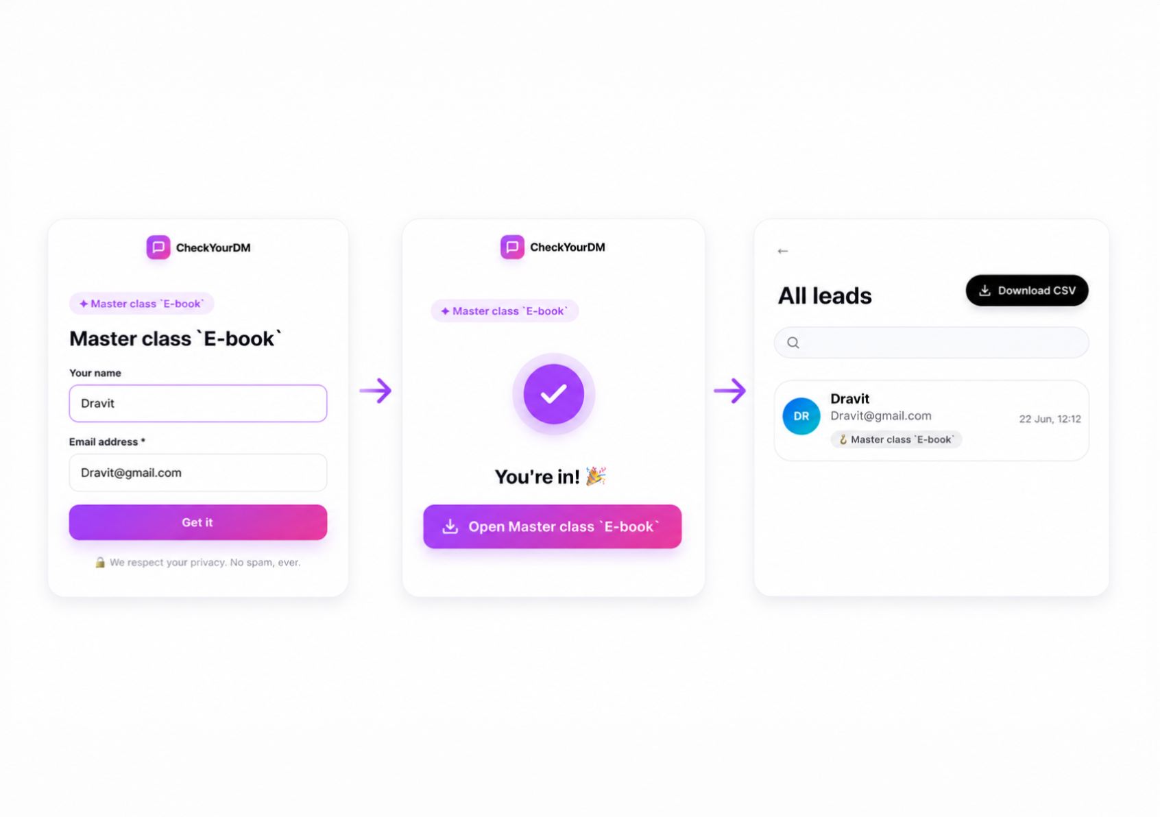 Turn followers into contacts you keep.